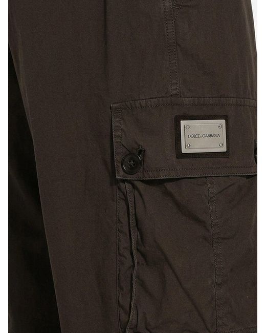Dolce & Gabbana Brown Cotton Cargo Trousers for men