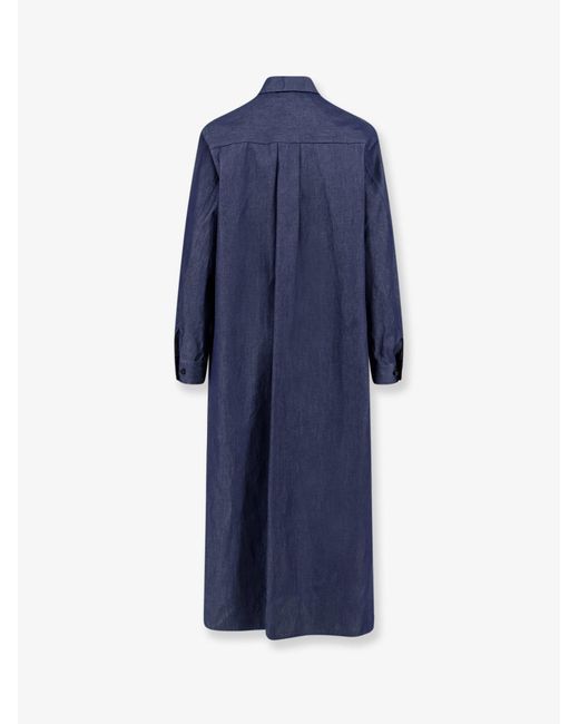 Hevò Blue Cotton Chemisier Dress