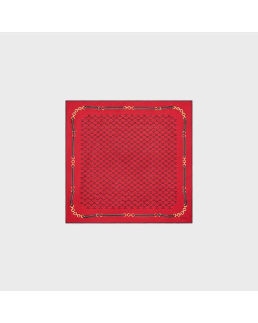 Céline Red Silk Twill Bandana