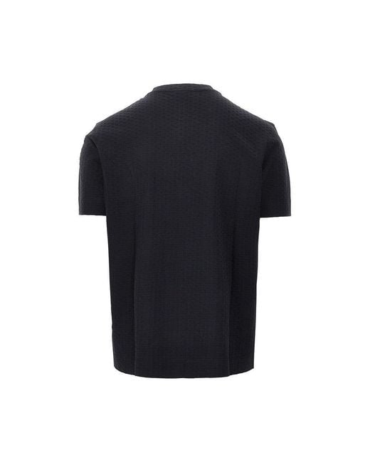 Emporio Armani Black Diamond Motif Jacquard Cotton T-Shirt for men