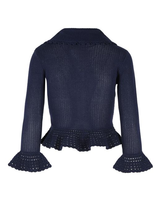 Self-Portrait Blue Viscose Blend Cardigan