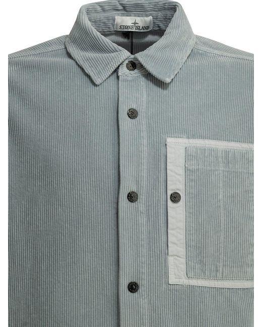 Stone Island Gray Corduroy 800 Overshirt Jacket Light for men
