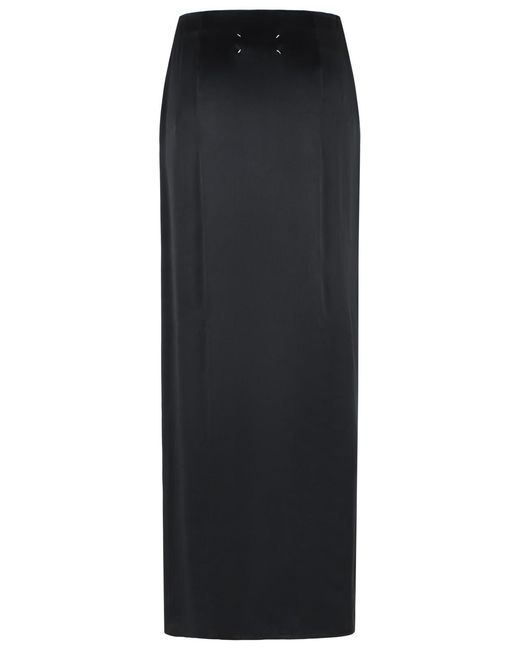 Maison Margiela Black Silk Blend Midi Skirt