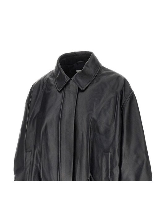 Arma Black Melis Leather Aviator Jacket