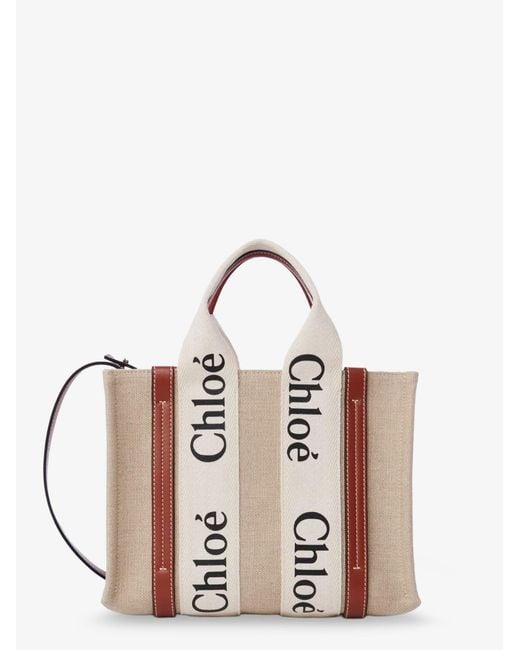 Chloé Pink Woody Linen And Leather Crossbody Bag
