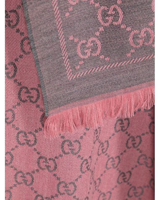 Gucci Purple Wool Scarf With Gg