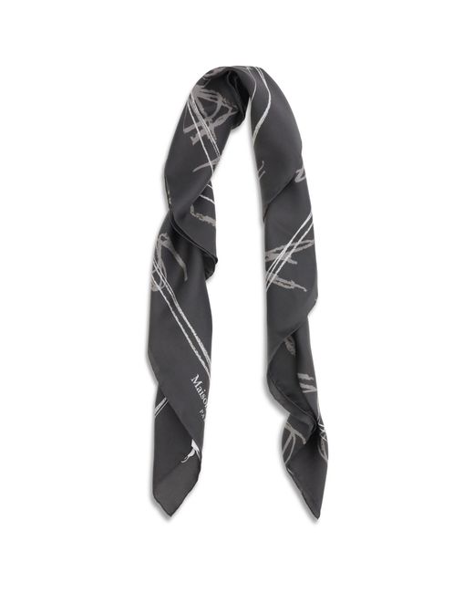 Margiela Gray Numerical Silk Scarf Graphite for men