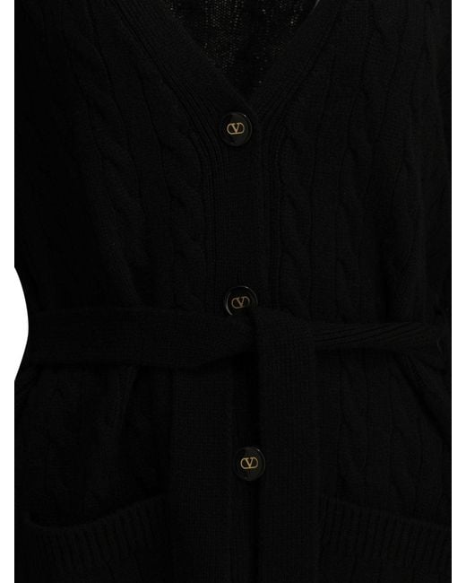 Valentino Black Cashmere Cable-Knit Cardigan