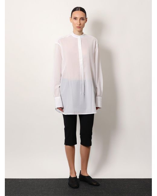 Totême  White Stand Collar Organic Cotton Shirt