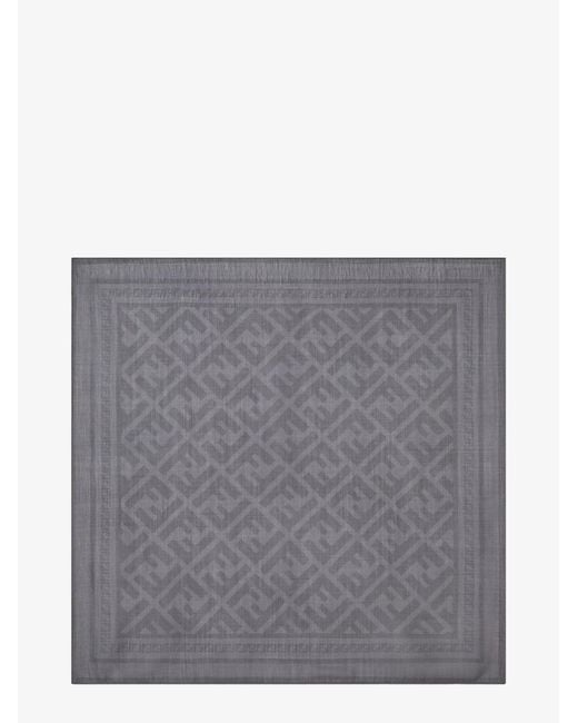 Fendi Gray Wool And Silk Scarf for men