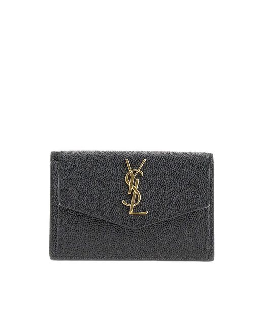 Saint Laurent Black 'Uptown' Grain De Poudre Leather Card Case