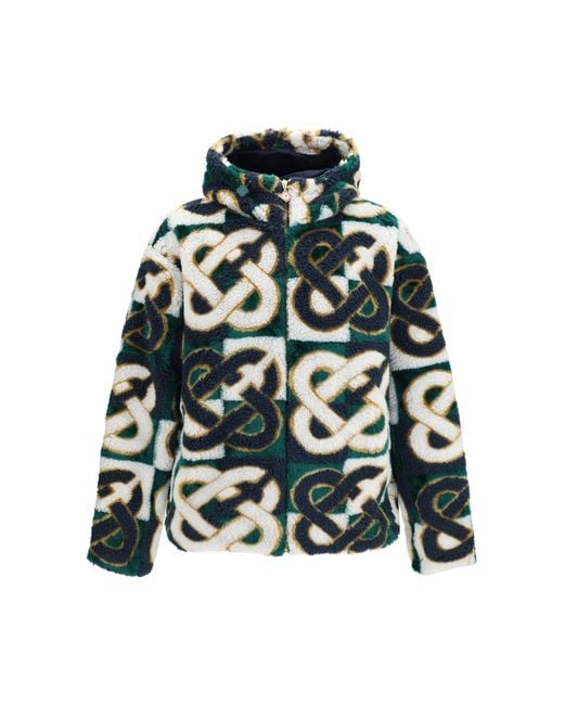 Casablanca Green Monogram Fleece Hooded Jacket for men
