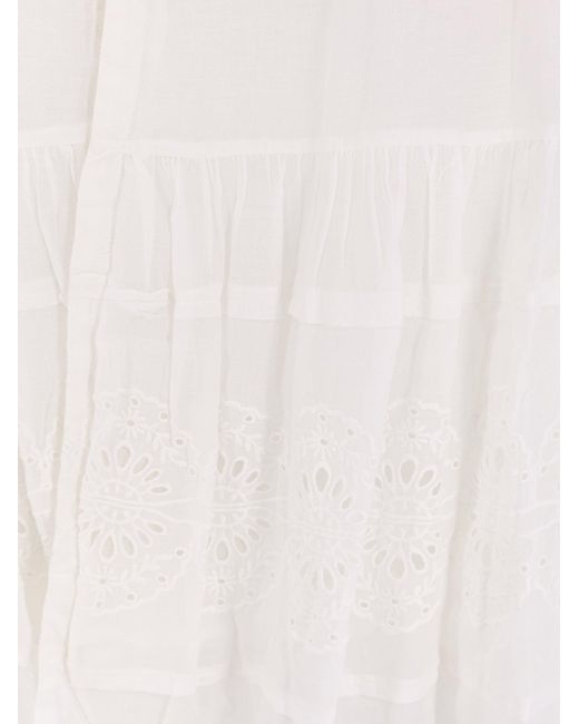 Isabel Marant White Marant Étoile Paoline Organic Cotton & Lace Skirt
