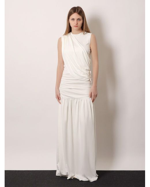 ACTUALEE White Draped Long Dress