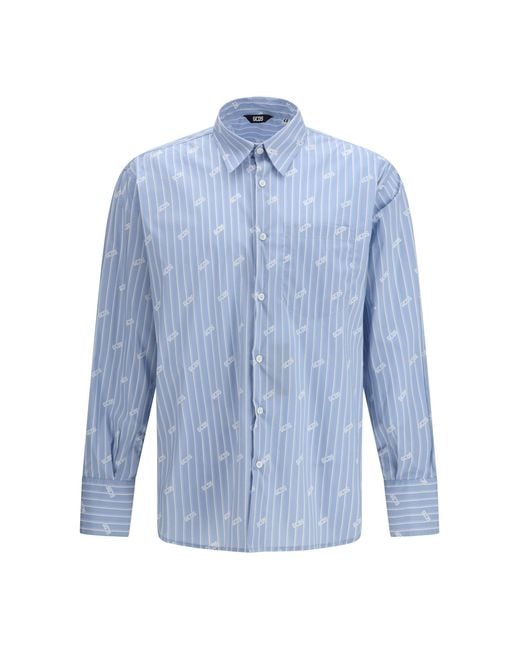 Gcds Blue Shirt Pinstripe for men