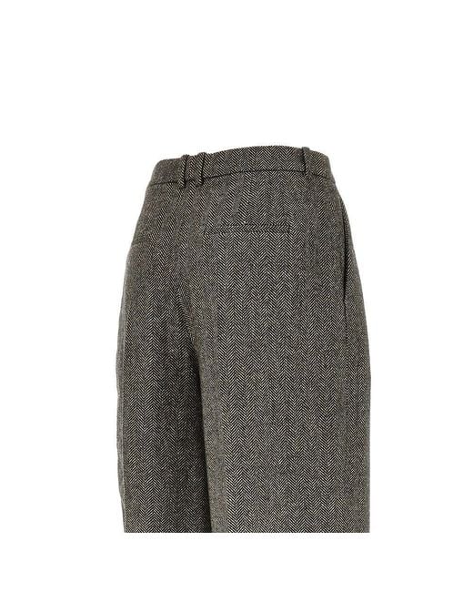 Saint Laurent Gray Wool-Blend Skirt Pants
