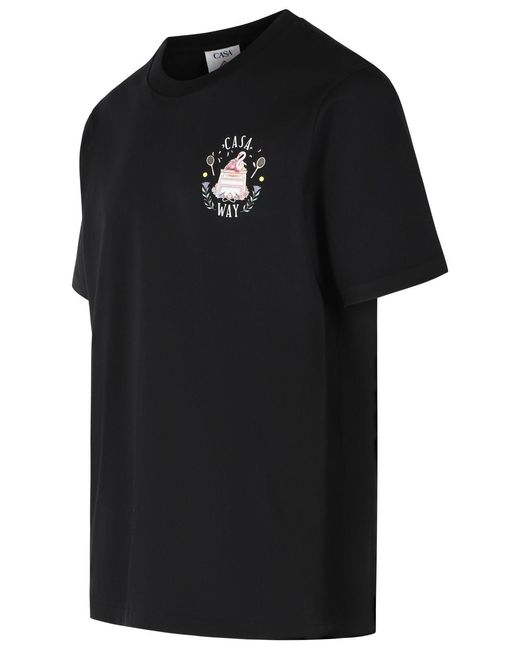 Casablanca Black 'Casaway' Cotton T-Shirt for men