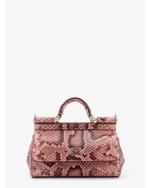 Dolce & Gabbana Red Dolce & Gabbana Sicily Python Handbag