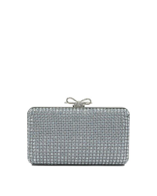 Self-Portrait Gray Clutch With Crystals