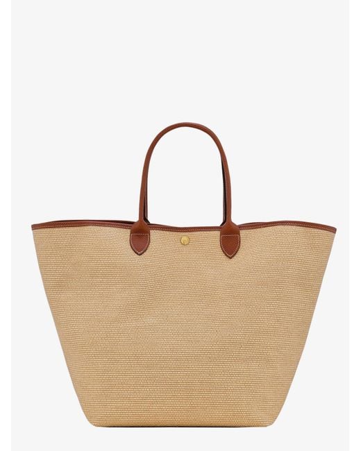 Longchamp Brown Le Panier Pliage L Raffia And Leather Shoulder Bag