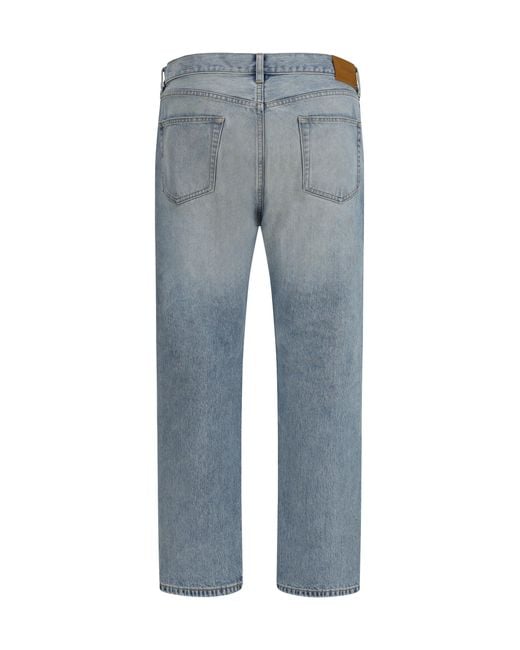 Saint Laurent Blue Cotton Denim Jeans With Stonewashed Finish for men