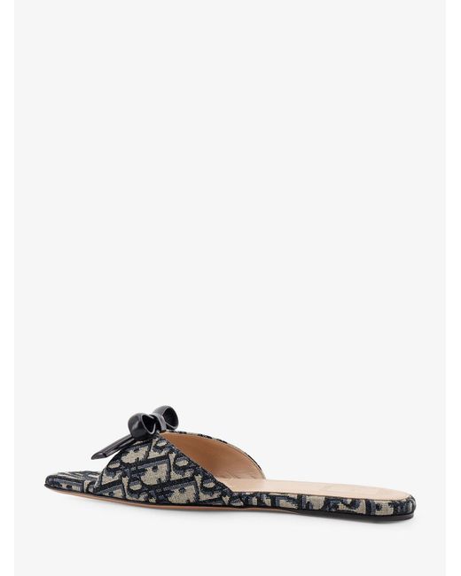 Dior Blue Bow Oblique Fabric Sandals