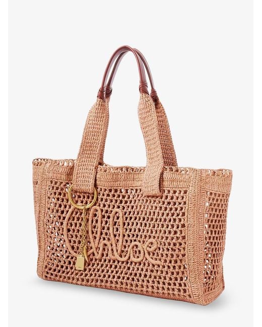 Chloé Brown East-West Summer Banana Raffia Shoulder Bag
