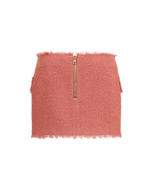 Balmain Red Tweed Mini Skirt