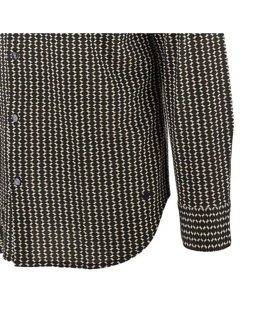 Emporio Armani Gray Printed Lyocell-Blend Shirt for men