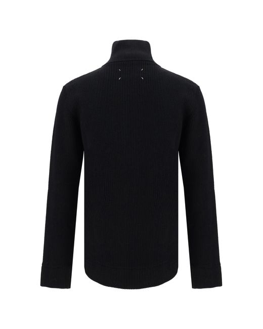 Margiela Blue Cotton Zip-Up Sweater for men