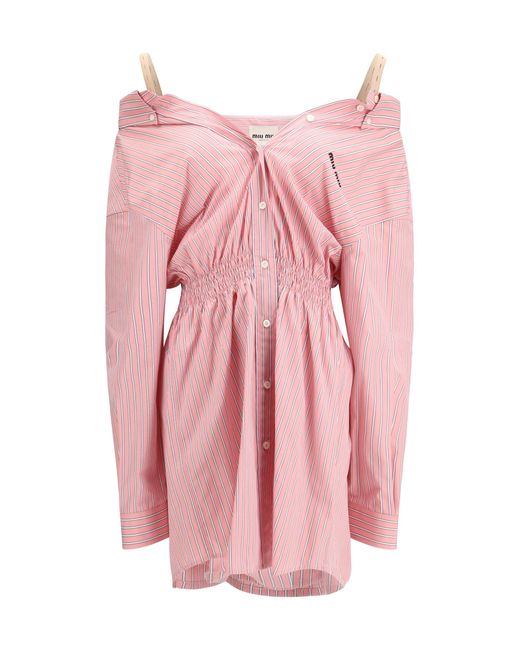 Miu Miu Pink Short Striped Dress