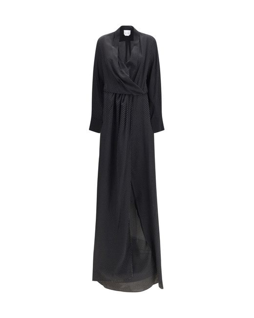 Sa Su Phi Black Dress Criss Cross Silk Polka-Dot