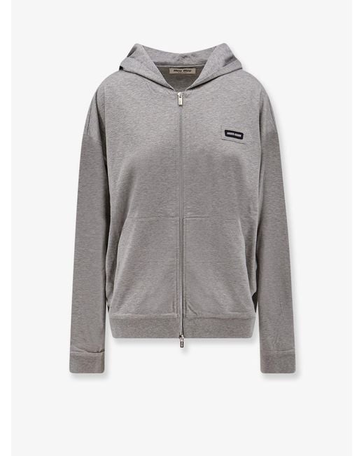 Miu Miu Gray Melange Jersey Sweatshirt