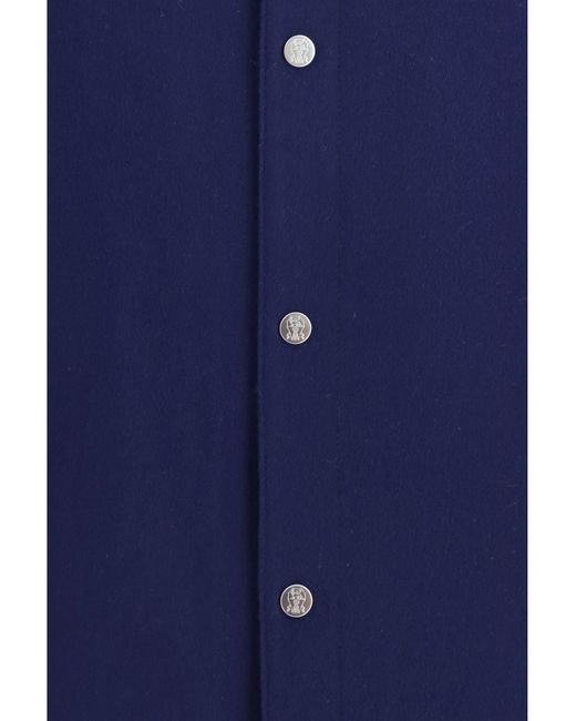 Brunello Cucinelli Blue Long-Sleeve Cashmere Jacket for men