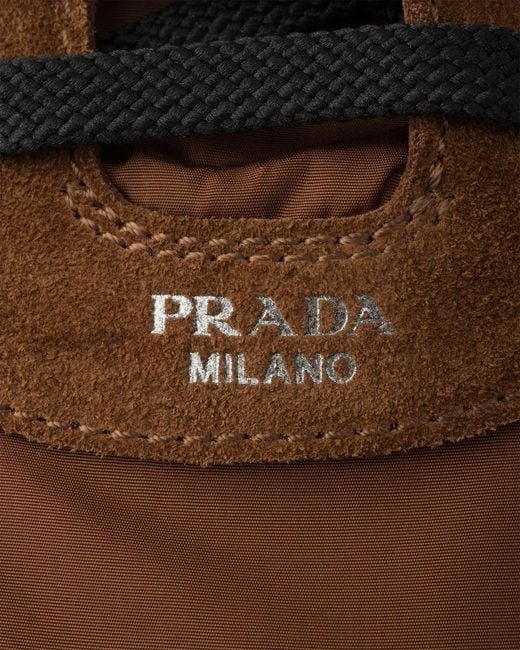 Prada Brown Collapse Re-Nylon Sneakers for men