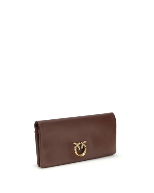 Pinko Brown Clutch Bag Love Medium Burgundy