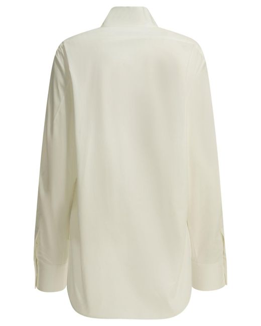 Givenchy White Cocoon Wrap-Sleeve Casual Shirt With Bow Collar