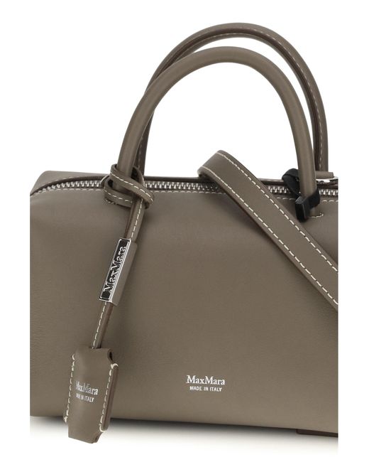 Max Mara Gray Holdalls Leather Handbag