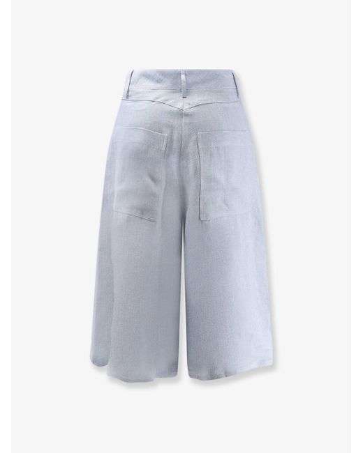 Alysi Blue Délavé Linen Bermuda Shorts