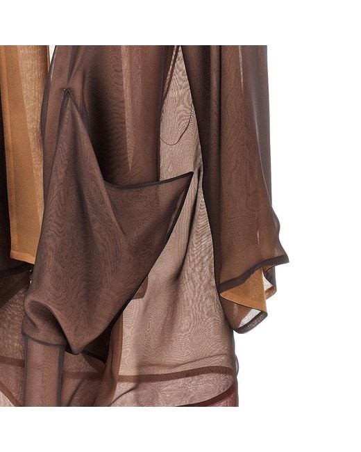 Alberta Ferretti Brown Silk Chiffon Dust Coat