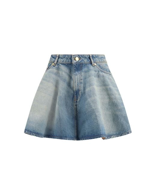 Ganni Blue Denim Miniskirt