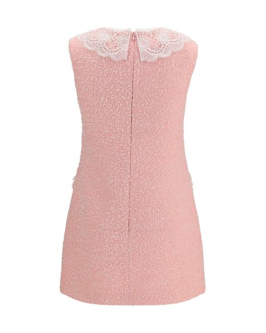 Self-Portrait Pink Dress Bouclé Mini