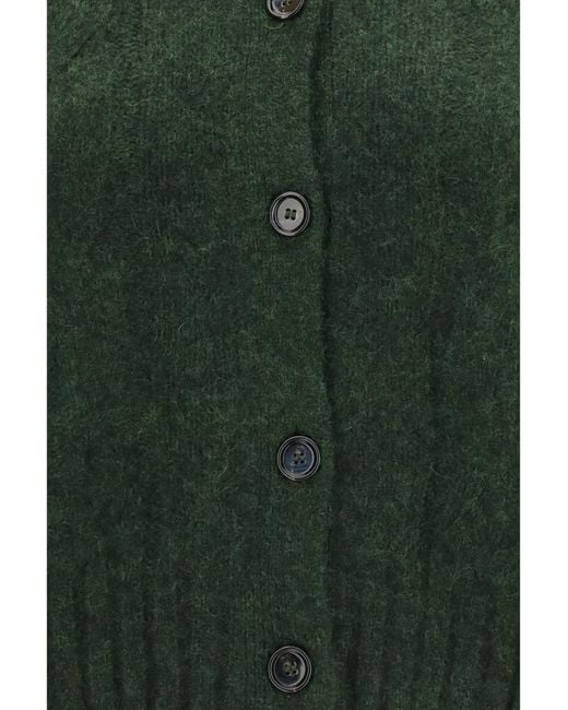 Allude Green Cashmere And Silk Sweater With Buttons