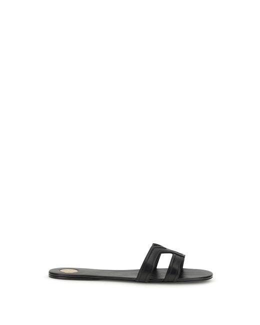 Saint Laurent White Smooth Leather Mabrouka Sandals
