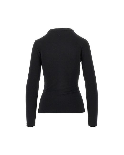 Rabanne Black Draped Jersey Top With Press-Studs