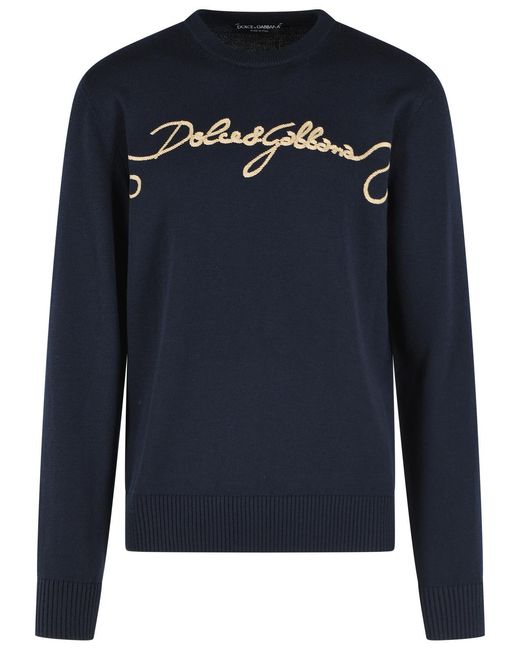 Dolce & Gabbana Blue Dolce & Gabbana Virgin Wool Sweater for men