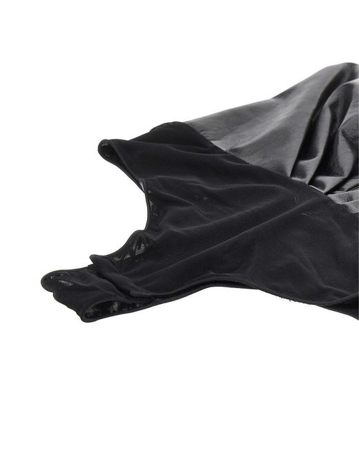 ANDAMANE Black Faux Leather Bodysuit