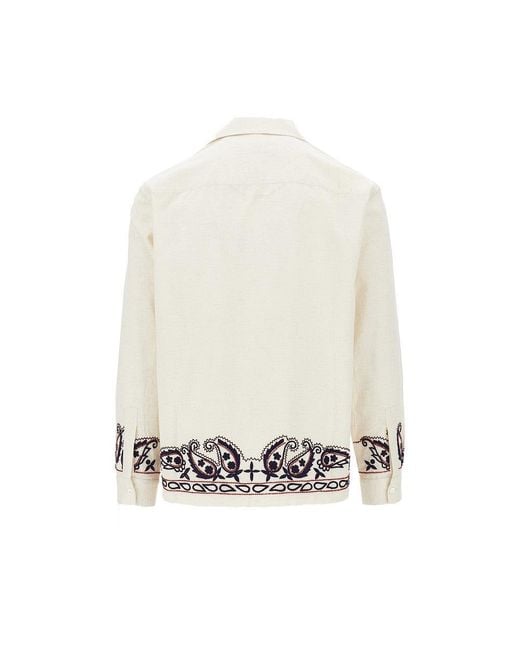 BAZISZT White 'Memento' Embroidered Silk Shirt for men