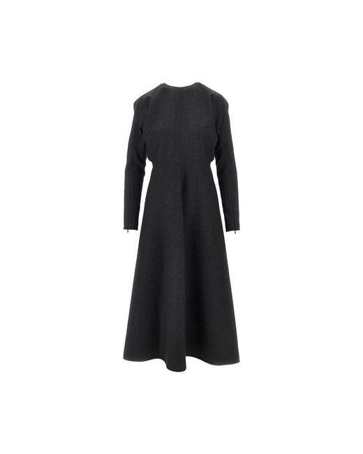 Victoria Beckham Black Wool Dolman Midi Dress