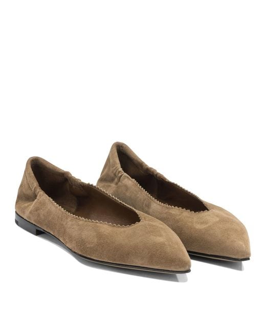 Pomme D'or White Ballerinas Brown
